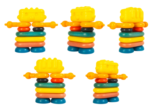 Isolated photo of antique ussr soviet plastic robot toy on white background. - Powered by Adobe