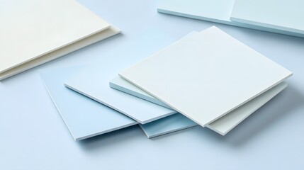 Abstract Pastel Blue and White Square Layered Shapes Minimalist Background