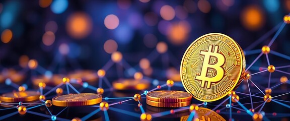 Bitcoin network concept, digital currency, decentralized finance,  investment,  BTC