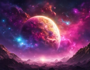 Fantasy space background with nebula and stars. 