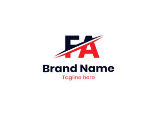 Vector FA logo design is divided by a line. FA Letter Logo Design. Initial letters AF logo icon. Letter AF logotype logo design template.