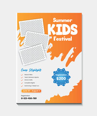 Kids Summer Adventure Camp Flyer &ndash; Campfire, Games & Nature Fun