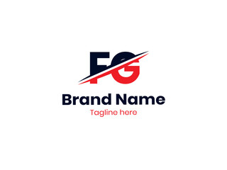Vector FG logo design is divided by a line. FG Letter Logo Design. Initial letters GF logo icon. Letter GF logotype logo design template.