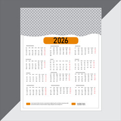 Modern and stylish wall calendar design 2026