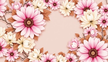 Fototapeta premium Pink flowers in full bloom on a matching pink background, stunning display of color and texture