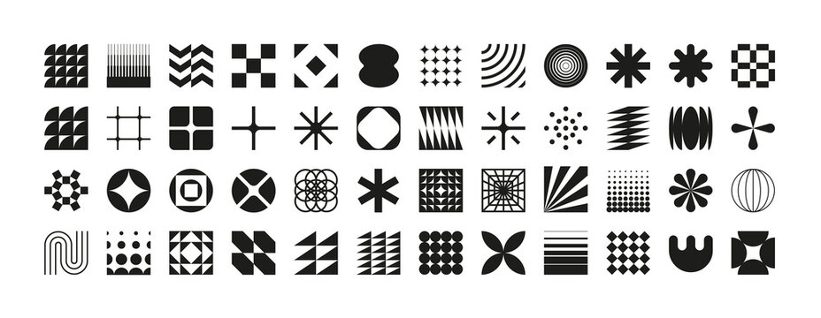 Collection of geometric and abstract shapes.