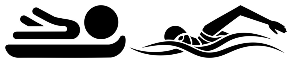 Vector Swimmer and sunbather depict recreation and relaxation.