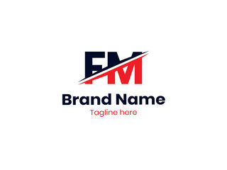 Vector FM logo design is divided by a line. FM Letter Logo Design. Initial letters MF logo icon. Letter MF logotype logo design template.