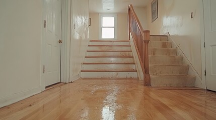 Water Damaged Hardwood Floor & Stairs