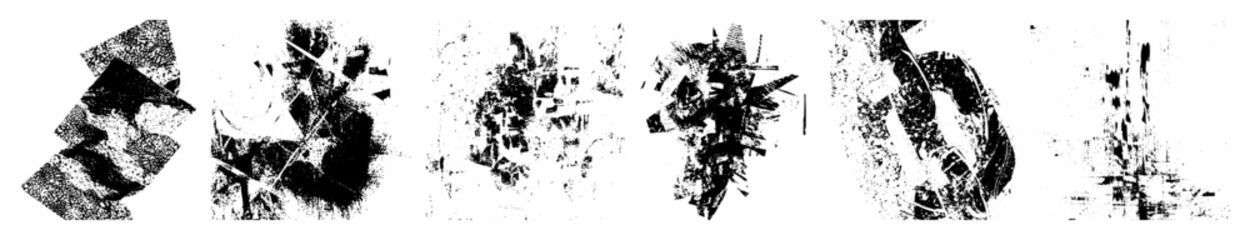 Naklejka premium Vector Abstract brushstroke collection featuring dynamic textured shapes.