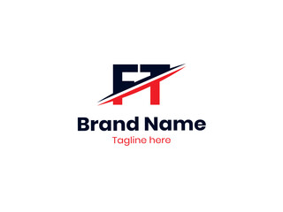 Vector FT logo design is divided by a line. FT Letter Logo Design. Initial letters TF logo icon. Letter TF logotype logo design template.