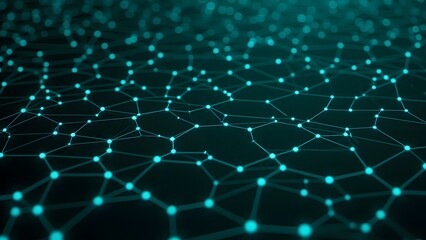 Obraz premium Interconnected Nodes Forming ADynamic Network Abstract Representation Of Data Flow And Connectivity Elegant Teal And Black Aesthetic