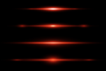 Neon rays, horizontal light lines. Vector. EPS 10.