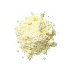 Heap of Yellow Powder, Fine Granular Texture, Isolated on Black Background