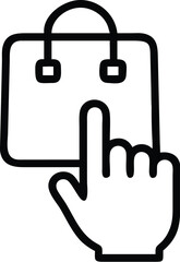 Hand clicking shopping bag online purchase icon