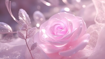  A fantastic landscape of cute pink crystal flowers