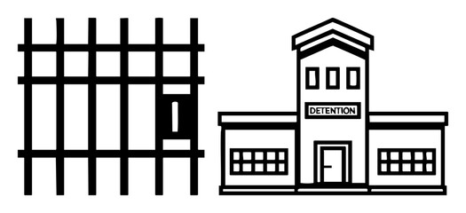 Obraz premium Vector Prison scaffolding and detention building depict confinement and restriction.
