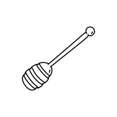 Wooden honey dipper isolated on a white background. Vector hand-drawn illustration in doodle style. Perfect for decorations, logo, various designs.