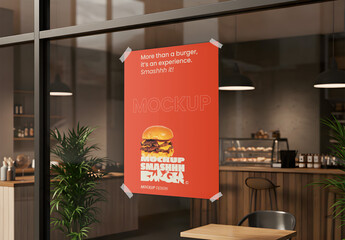 Poster Hanging Mockup with Shop Background