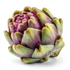 Fototapeta premium Fresh Organic Artichoke Vegetable Close up Studio Shot Isolated on White Background