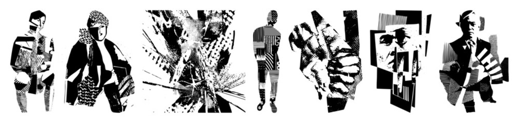 Fototapeta premium Vector Abstract figures in dynamic fragmented vector illustrations.