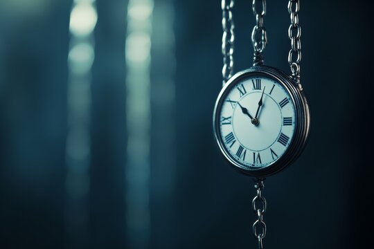 A concept image of time management with a hanging clock, Hanging clock scene, Contemporary style