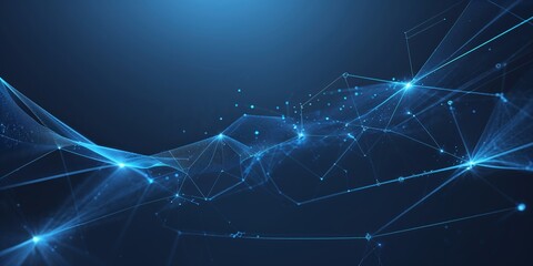 Vibrant blue abstract digital network design illustrating connectivity and technology at night