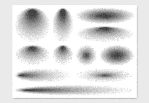 Vector collection of abstract ellipse stipple noise texture backgrounds
