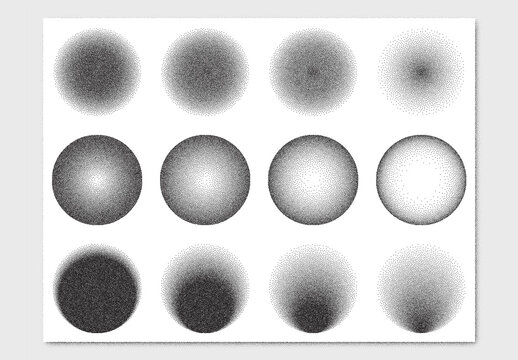 Vector collection of abstract circle stipple noise texture backgrounds