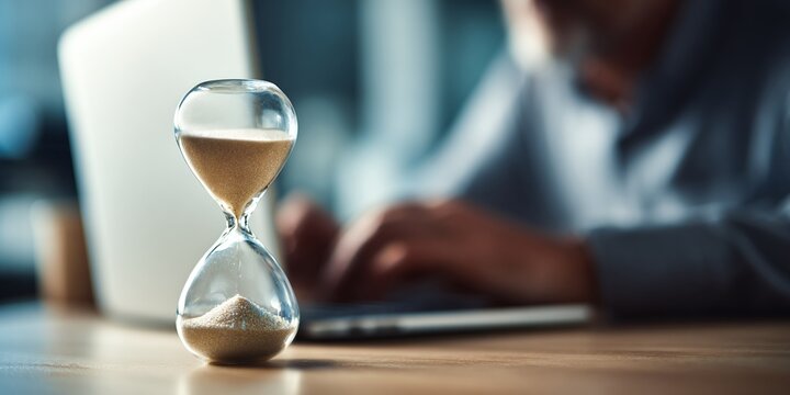 Time management: Hourglass symbolizes deadlines, project timelines, and efficient workflows. Ideal for productivity, business strategy, or deadline reminders.