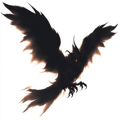 Obraz premium Shadowy Raven in Flight A Dark Fantasy Illustration