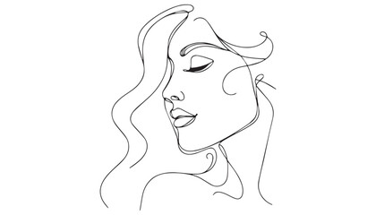 Continuous one single minimal line drawing woman face 