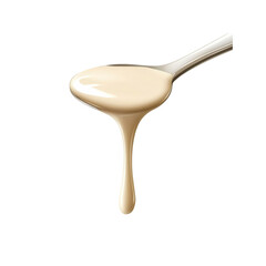 Creamy Sauce Dripping from Spoon, Close-up Studio Shot