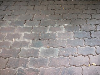 Interlocking Brick Pavement Surface with Natural Dirt and Debris