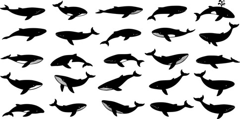 Whale icon set vector.
