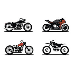 Obraz premium Four different motorcycle types isolated on white background