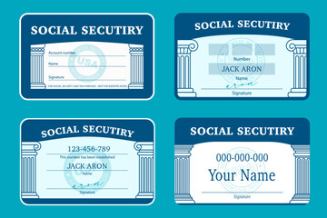 Social security card vector set