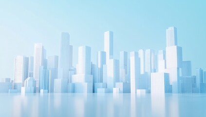 Fototapeta premium A minimalist cityscape, light-blue tones