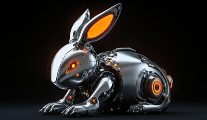 Fototapeta premium Metallic rabbit robot, futuristic design