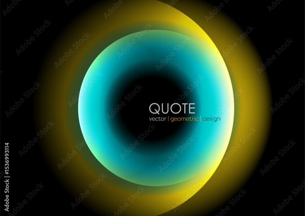Poster blue and yellow glowing smooth circles abstract modern glossy background. vector futuristic tech des