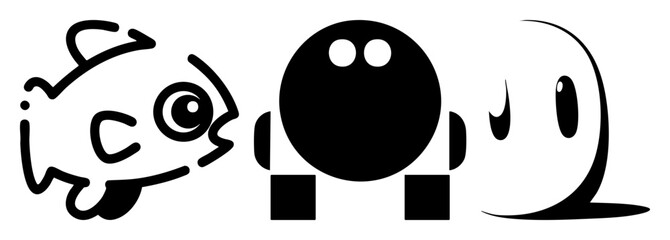 Obraz premium Vector Playful cartoon characters a ghost and a blob interact with whimsical expressions.