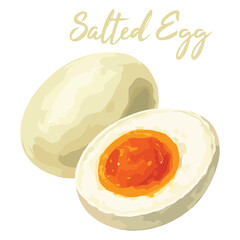 salted egg in watercolor illustration style, isolated vector on white background