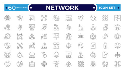 Network and People Outline icon set. Containing group, family, human, team, community, friends, population and more. Editable stroke outline icon.
