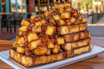 Delicious foie gras on toasted brioche topped with fruit compote