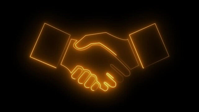 Glowin  Neon Handshake  &ndash; Symbols of Friendship, Partnership, Peace, and Agreement