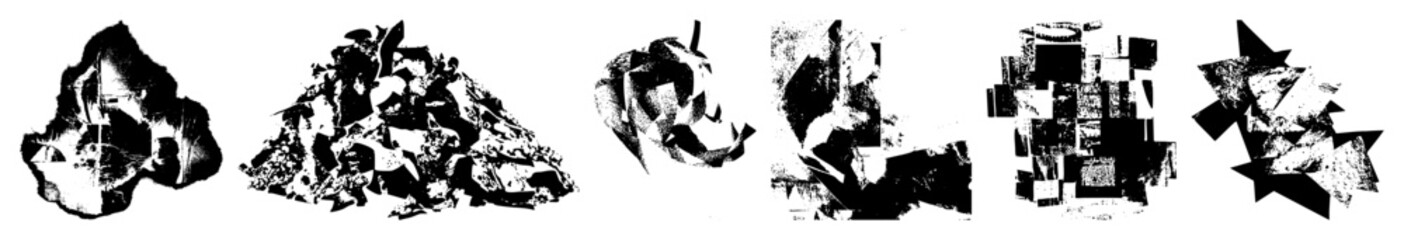 Vector Abstract fractured shapes create a dynamic monochrome .