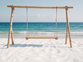 Beach Swing on White Sand - Ocean View Art
