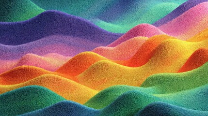 Vibrant layered sand landscape resembling rolling hills in bright colors with a smooth texture