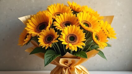 Beautiful bouquet background of sunflowers