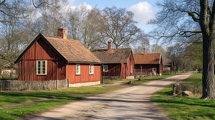 Obraz premium Traditional wooden houses in the old town of Porvoo, Finland